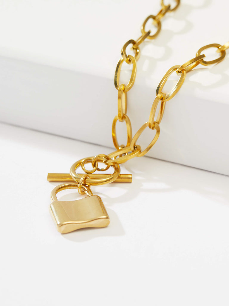 Alterisco - Collar cadena de eslabones acero inoxidable dorado